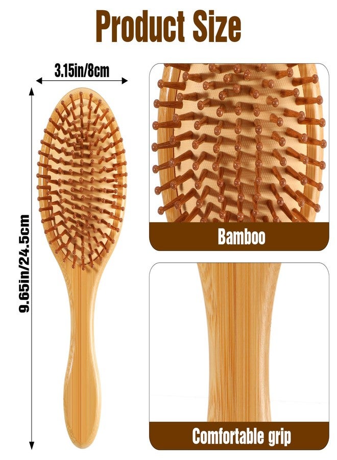 Wanmu 10 Pcs Bamboo Hair Brush, Bulk Natural Wooden Paddle Brush Round-tipped Bamboo Bristles Lightweight Massage Scalp Hair Combs for Women Men and Children, Stimulates Scalp for Hairs Growth - Image 2